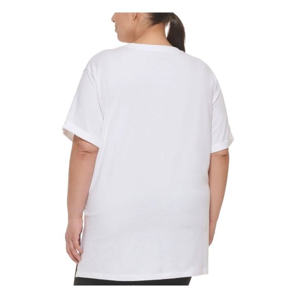 DKNY SPORT Womens Crew Neck T Shirt Top DPPT8656 Relaxed Fit White Size X Large - Picture 2 of 4